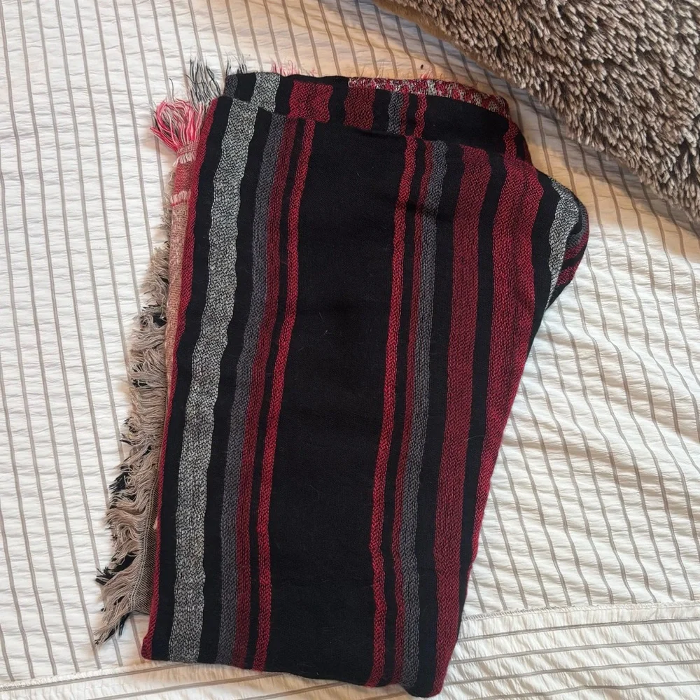 LOF Black and Red Patterned Scarf